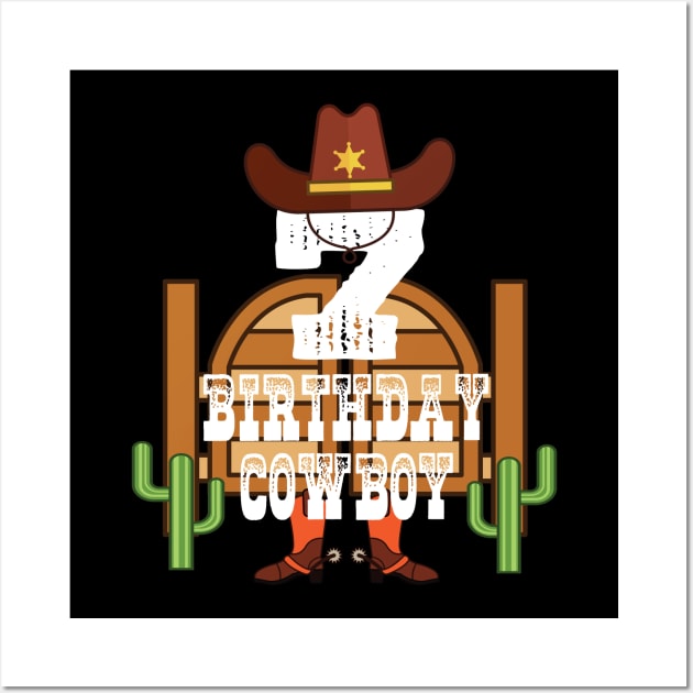 7th Birthday Cowboy Kid 7 Years Old Rodeo Lover Party product Wall Art by Grabitees